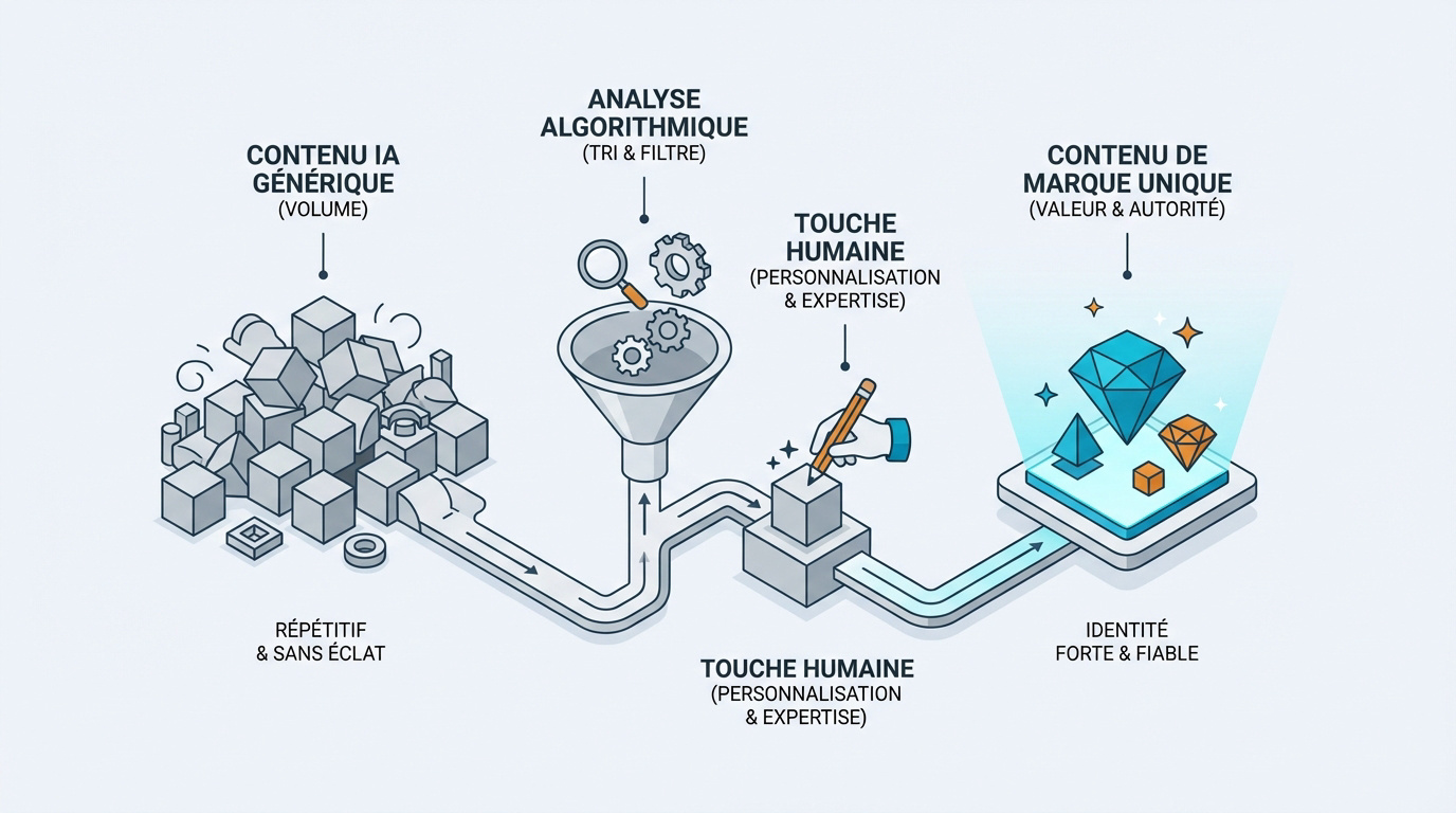 Transformation d'un contenu IA générique en une identité de marque unique et forte
