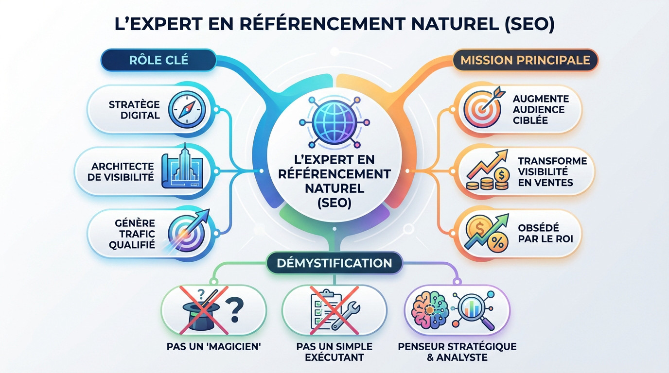 Un consultant SEO analysant des données sur un écran pour optimiser la stratégie digitale