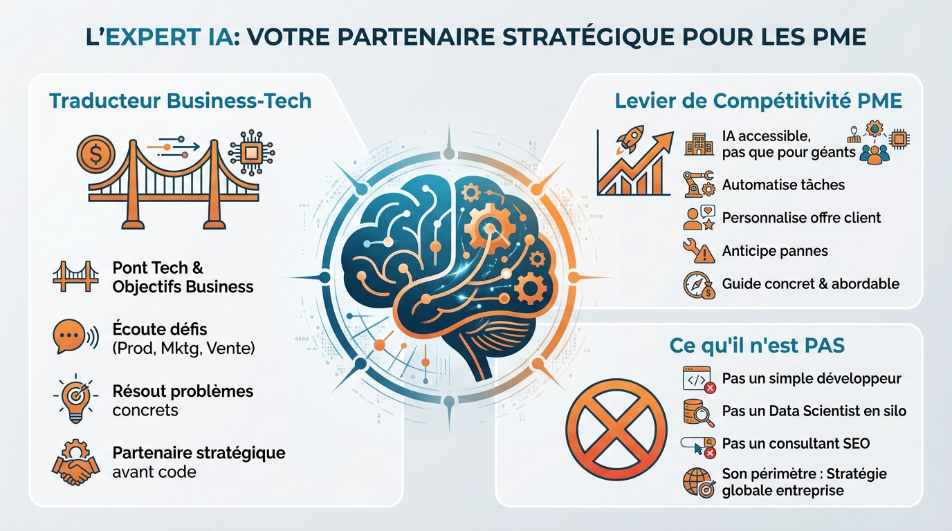 Consultant IA accompagnant un dirigeant de PME dans sa stratégie digitale