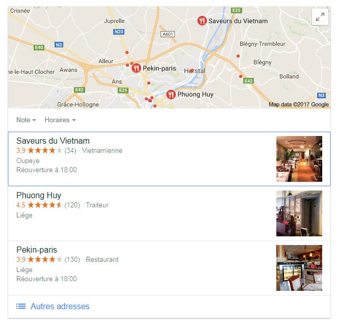Recherche vocale d'un traiteur chinois